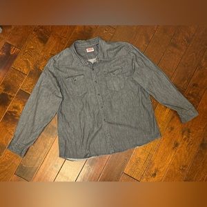 Wrangler Shirt Men 3XL Gray Pearl Snap Cowboy Western Long Sleeve Casual